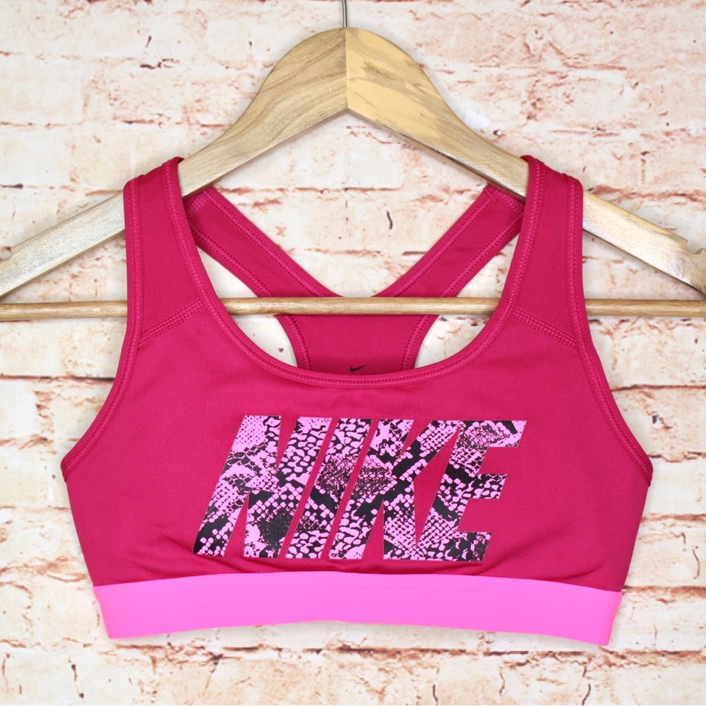 Nike | Dri-Fit Running Hot Pink Logo Sports Bra